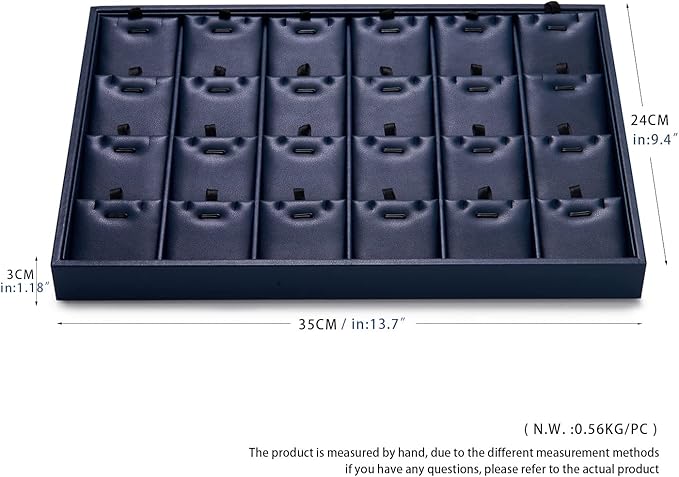 Oirlv Stackable 24 Gird Necklace Organizer Tray with Removable Jewelry Cards Necklace Pendant Jewelry Drawer Organizer