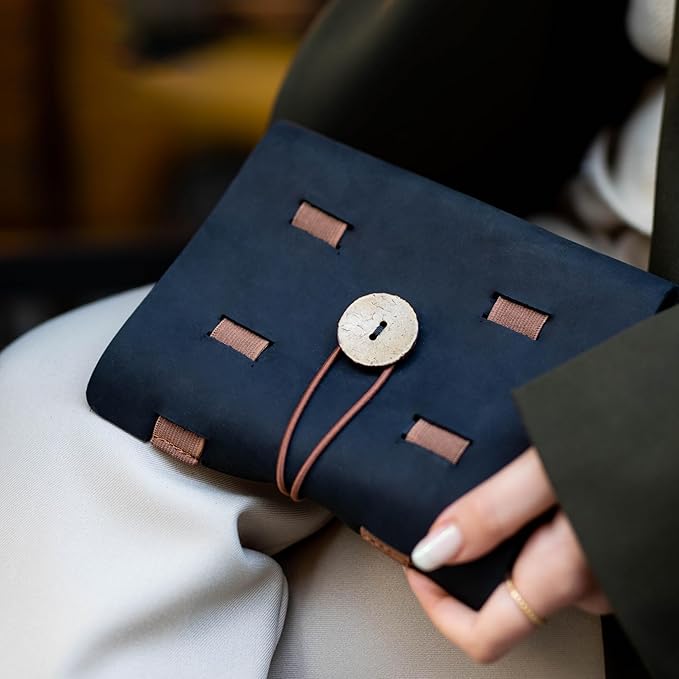 HARDISTON Custom Genuine Leather Electronic Cable Organizer Bag Handmade Travel Cord Organizer Roll Case for Hard Drives, Cables, Charger, Phone, USB, SD Card