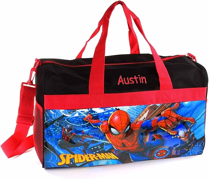 DIBSIES Kids Spider Man Character Travel Duffel Bag - 18" x 10.5" Red Polyester