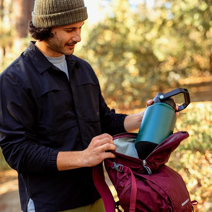 BJPKPK 87oz Insulated Water Bottle, Dishwasher Safe 2/3 Gallon Water Bottle with Ergonomic Handle, BPA Free Leak Proof Water Jug,Stainless Steel Metal Flasks with Anti-slip Bottom, Army Green