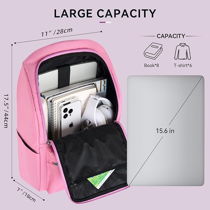 OMOUBOI Casual Daypacks Superbreak Backpack 14 inch Laptop Backpack for Women & Men Fits Tourism Business (Pink)