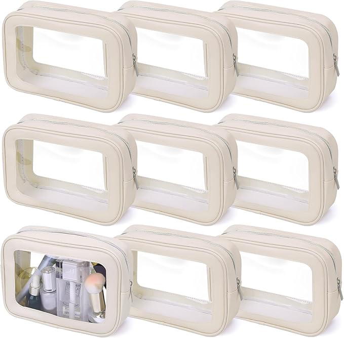 8 Packs TSA Approved Toiletry Bags Clear Toiletry Bags for Travel PVC Makeup Pouch Waterproof Quart Size Clear Cosmetic Bag with Zipper for Airport Airline Compliant Bag Women Men Travel Bathroom