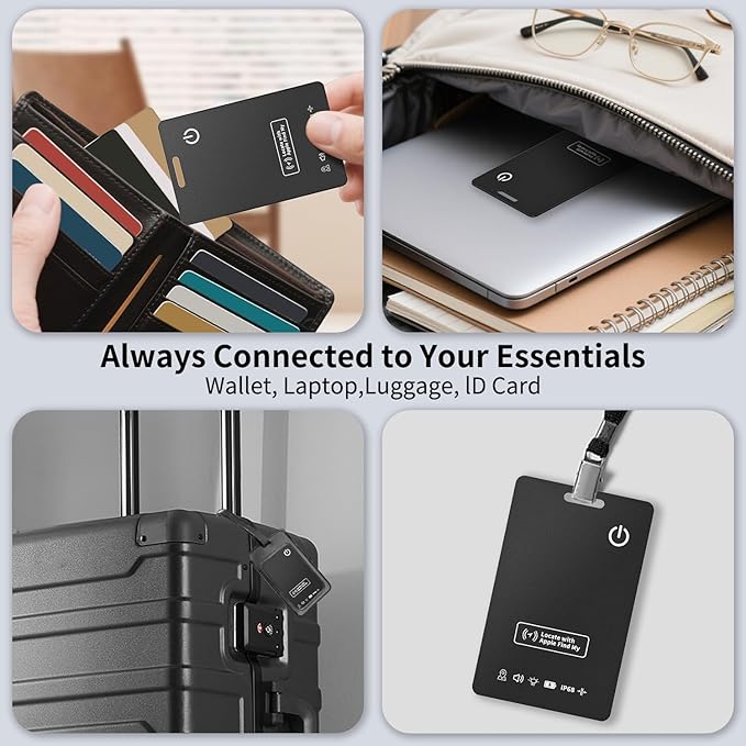 Wallet Tracker Card Air Tags-2Pack (iOS Only), Bluetooth Tracker with Apple Find My, iPhone Smart Card Rechargeable Thin Finder, IP65 Waterproof, Keys Finder, Item Locator for Luggage Tags, Passports