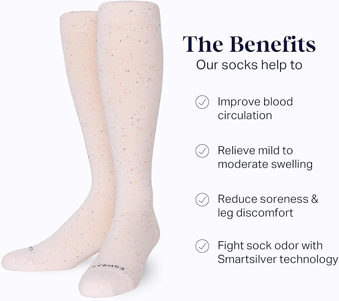 Comrad Recycled Cotton Knee High Socks - 15-20mmHg Graduated Compression Socks - Soft & Breathable Support Socks, Unisex