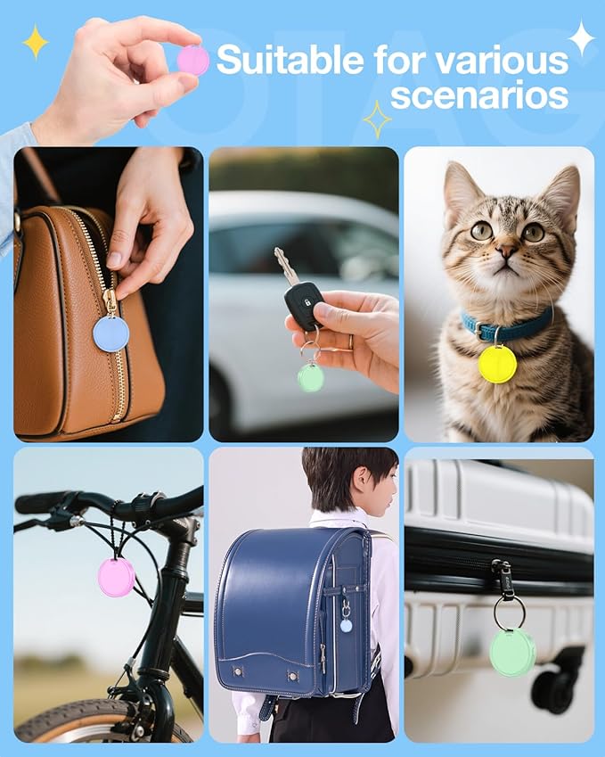 Air Tags for Android,Air Tags-4 Pack Android,Android Tracker Tags with 4 Case,2 Year Battery Life,Google Find Trackers for Google'S Find Hub App,IP65 Waterproof Luggage Tracker Android,4 Colour