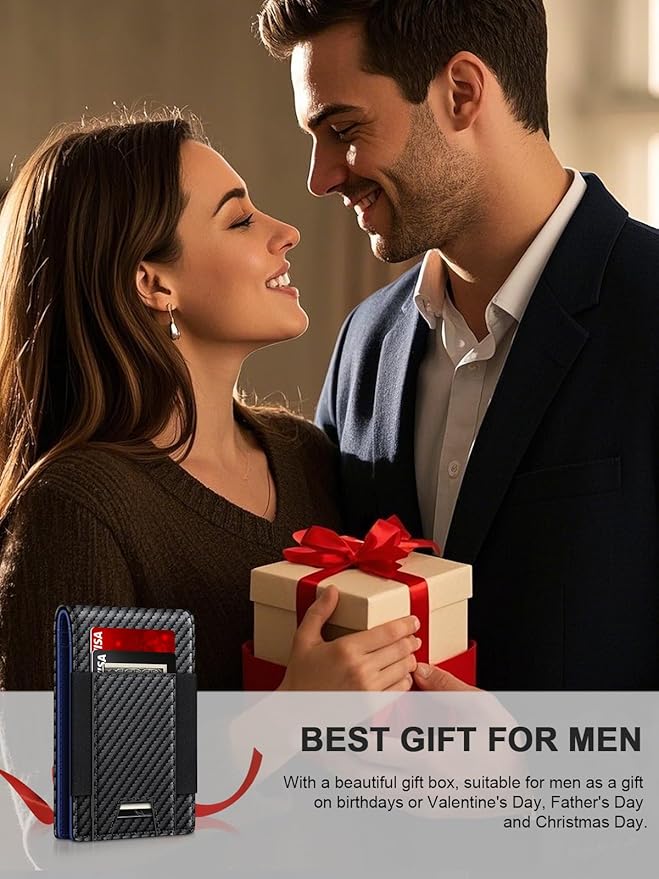 Wallet for Men Slim Leather Wallets for 13-17 Cards, RFID Blocking Thin Card Holder Wallet with ID Window & Large Capacity Cash Slot, Minimalist Bifold Small Wallet for Front Pocket, Gift for Men