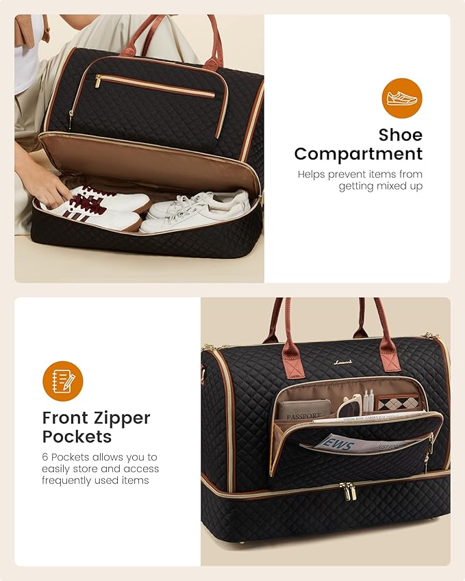 LOVEVOOK Convertible Travel Duffle Bag for Women Men, Garment Bag for Travel, Quilted Overnight Weekender Carry On Duffel Bags for Airplane, Suit Bags for Trip, Business