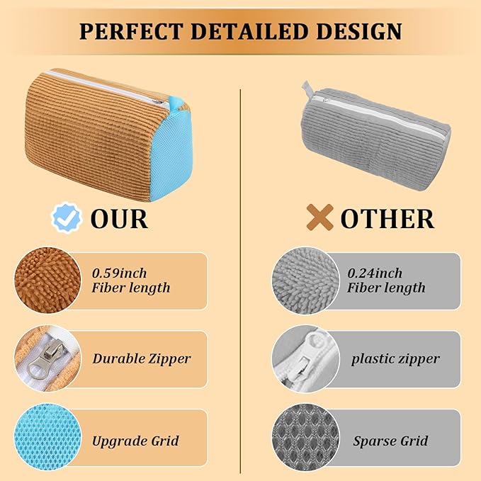 2 Pcs Shoe Washing Machine Bag Sneaker Laundry Bags For washers, Cleaned 360° Mesh Pouch Reusable & Durable Laundry Shoe Bag Side Zipper, Suitable for Washing Machine and Dryer(Light Brown)