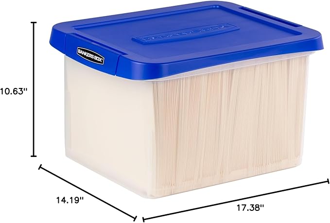 Bankers Box Heavy Duty Plastic File Box with Hanging Rails, Letter/Legal, 1 Pack (0086205)