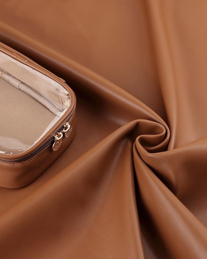 Pocmimut Clear Makeup Bag,Small Makeup Bag Travel Make Up Bag Pouch Purse Car Accessories Storage for Travel Essentials Organizers,Brown