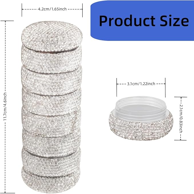 Pill Organizer Travel Medicine Supplement Organizer Weekly Pill Box 7 Day Daily Vitamin Cases Portable Stackable Pill Caddy for Women(Silver)