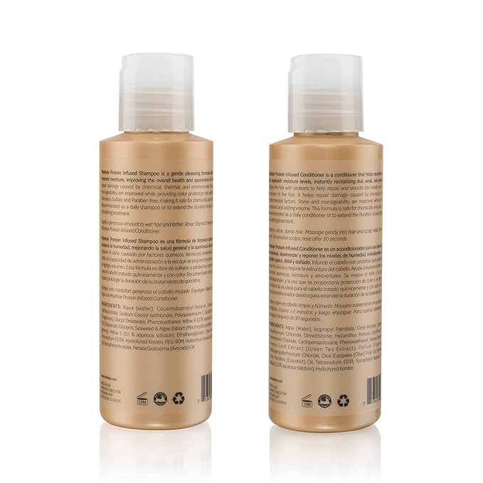 Moehair Travel Sized Toiletries (Protein-Infused Shampoo & Conditioner) | Travel Shampoo and Conditioner Set | Repairs Damaged Hair | Sulfate, Paraben-Free Haircare For All Hair Types (3.4 Fl.Oz)