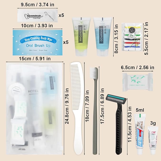 Hygiene Kit Bulk, The Convenience Kit Bulk is Fully Equipped and Clean and Hygienic, Individually Packed, Convenience Kits Suitable for Hotel, Home, Camping, Travel (50 Sets)