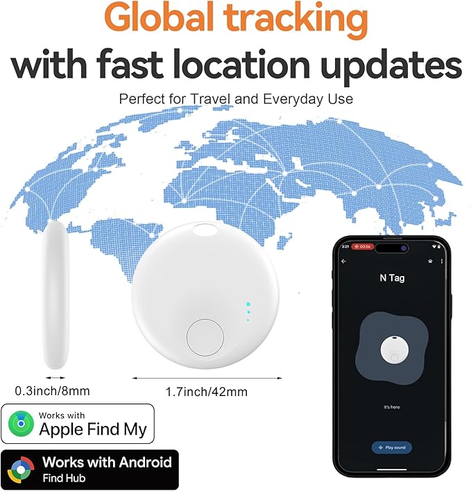 Air Tracker for Android or iOS, Dual System Both iOS and Android Tracker, Find My or Google'S Find Hub App, Smart Tracker Tags with Key Ring, Replaceable Battery, Key Finder/Luggage Tracker etc