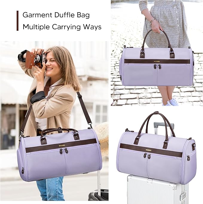Carry On Garment Bags for Travel, Convertible Garment Duffle Bag for Men Women, 2 in 1 Suit Bag Travel Duffel Bag with Shoes Compartment & Detachable Shoulder Strap
