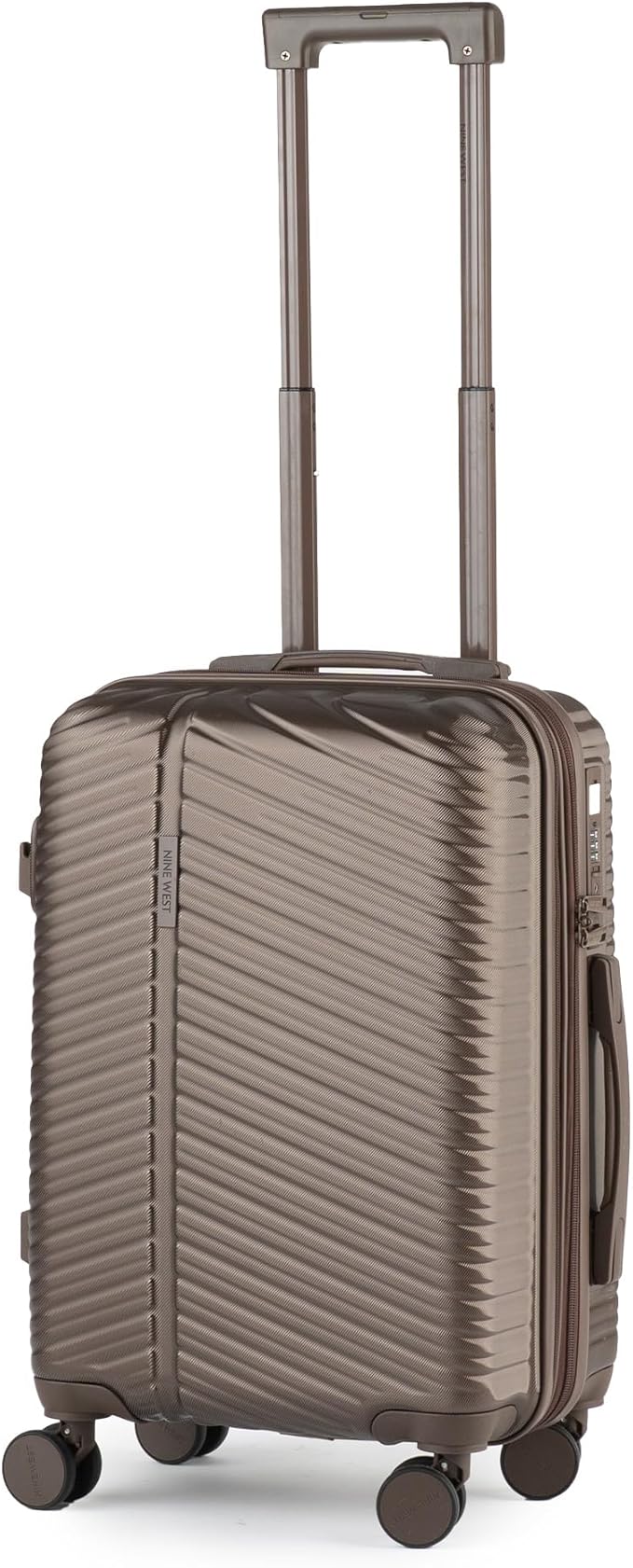 Nine West Zion 20" Inch Smart Carry On Luggage with Wheels, Hardshell Suitcase with Cup Holder & USB Port for Charging, Airline Approved Cabin Bag Chocolate Martini