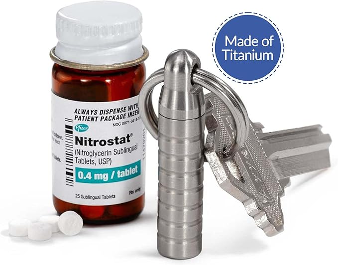 Cielo Pill Holders - Extra-Small Nitro Keychain Pill Holder, Made in USA, Titanium Keychain Container, Waterproof Pill Case, Stores 7 Nitro Pills