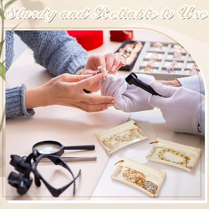 Uiifan 40 Pcs Travel Jewelry Bags Transparent PU Leather Zipper Pocket Rectangle Jewelry Storage Jewelry Organizer Box for Women Gift