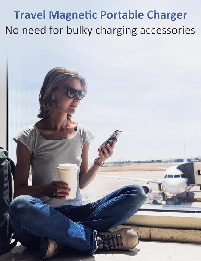 Magnetic Portable Charger, 10000mAh Power Bank, 5 in 1 Portable Charger with Built in Cable, 20W Fast Charging for Magsafe Battery Pack Compatible with iPhone 17/16/15/14/13/12 Pro/Pro Max-Black