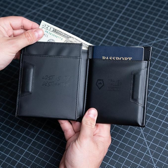 WANDRD Travel Wallet - Leather Wallets for Men - Passport and Credit Card Holder (Black)