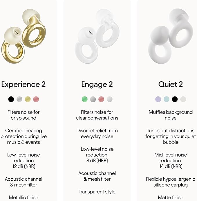 Loop Experience 2 Ear Plugs – Stylish Certified Hearing Protection for Concerts & Festivals, Live Events, Musicians, Sports, DJs and Nightlife – 17dB Noise Reduction Earplugs (High-Fidelity)