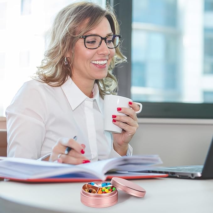 Metal Pill Box 3 Compartment - Waterproof Pill Container for Pocket or Purse, Portable Travel Pill Organizer Heavy Duty Daily Pill Case for Medication, Vitamin