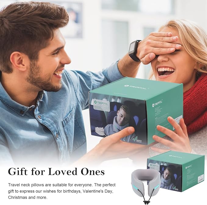 GOLDORANGE Travel Pillow Flight Neck Pillows Best Memory Foam Neck Pillows for Sleeping Airplane Car Home Office Chin Head Support Rest Travel Essentials with Compact Carry Bag Grey S