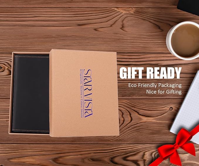 STAR VISTA Albatross Leather Travel Passport Holder, Minimalist Design, Full Grain Leather Case for Women and Men - Slim Passport Wallet, Bifold, RFID Blocking, Dark Chocolate