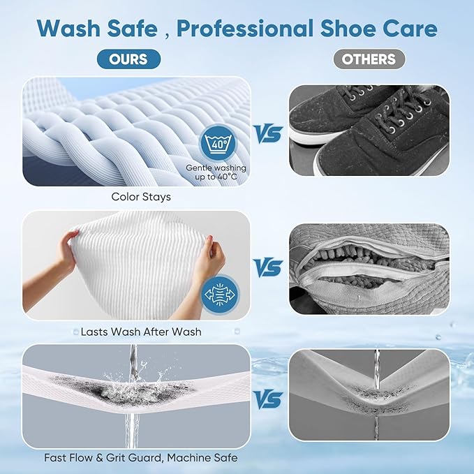 Shoe Washing Machine Bag 2Pack - Reusable Shoe Laundry Bag with Mesh Socks Bag - 360°Deep Protective Cleaning Bags for Sneakers Delicate Footwear - Home Dorm Travel Essentials, White