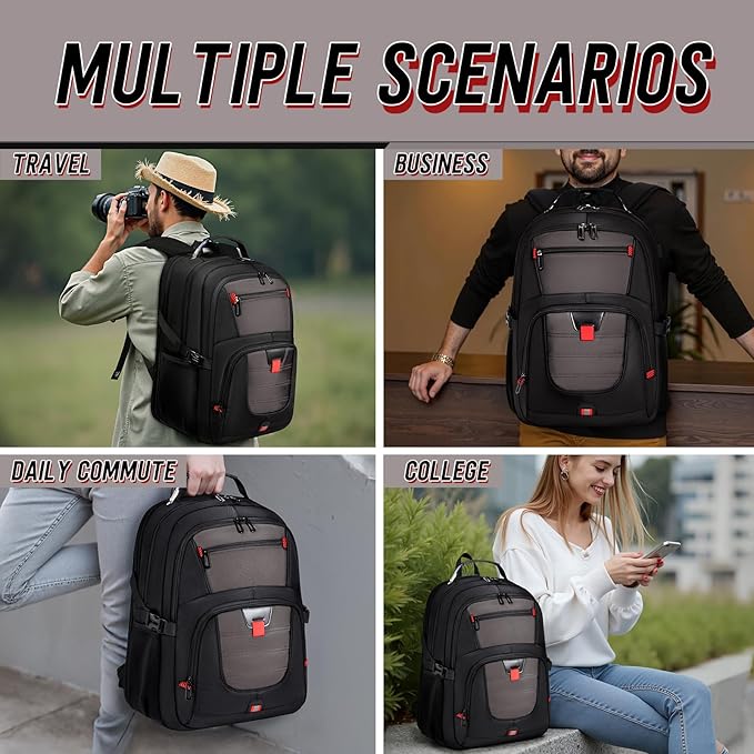 Z-MGKISS Travel Backpack, TSA Airline Approved, Travel Laptop Backpack with USB Charging Port, Extra Large