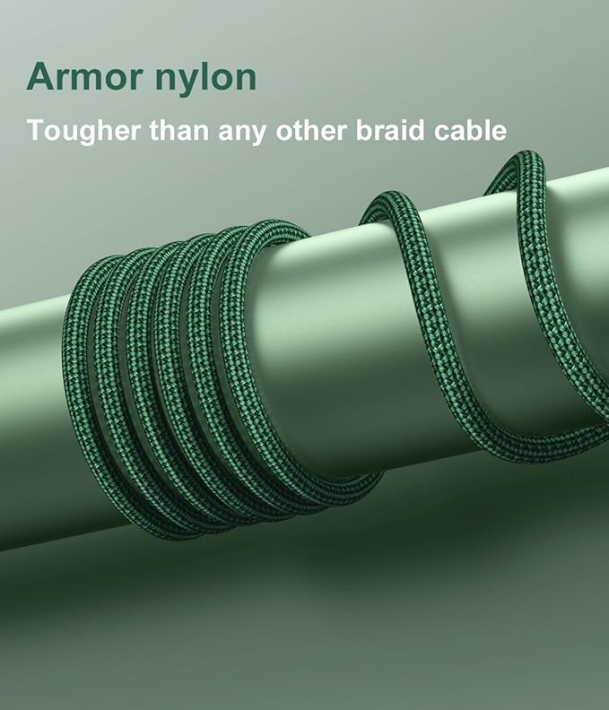 USB to USB C Cable Fast Charging 10FT USB A to USB C Charger Cord, Upgraded Extra Durable Braided USBC Cable Compatible with iPhone 17 16 15 Pro Max,Samsung Galaxy S10 S9 Plus More-Green 2 Pack