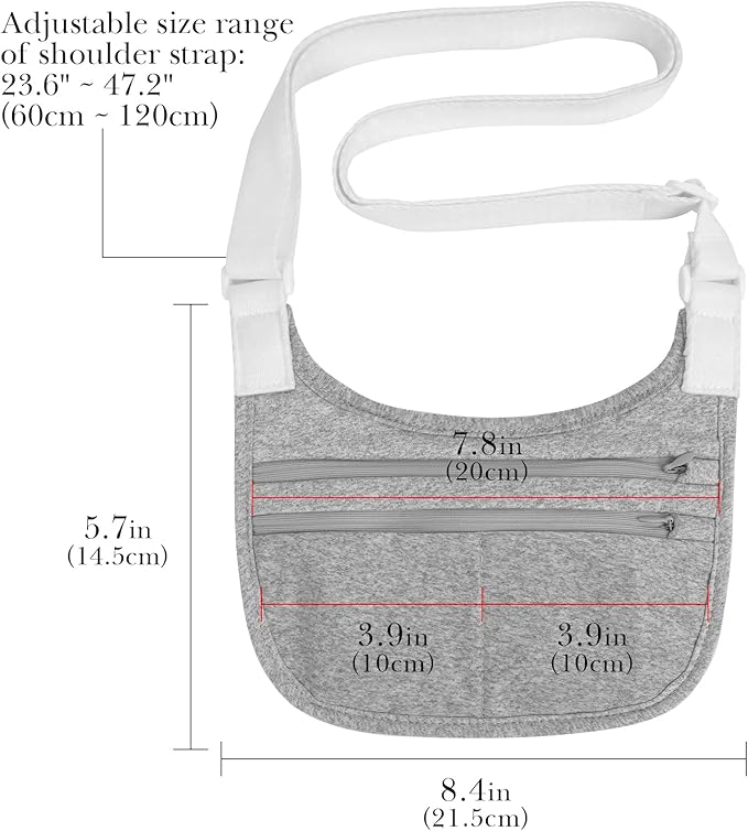 Travel Money Belt Cashsafe Anti Theft Travel Wallet, Fanny Packs for Passport Holder Hidden Under Clothes, Running Bag to Carry Phone Keys (Grey)