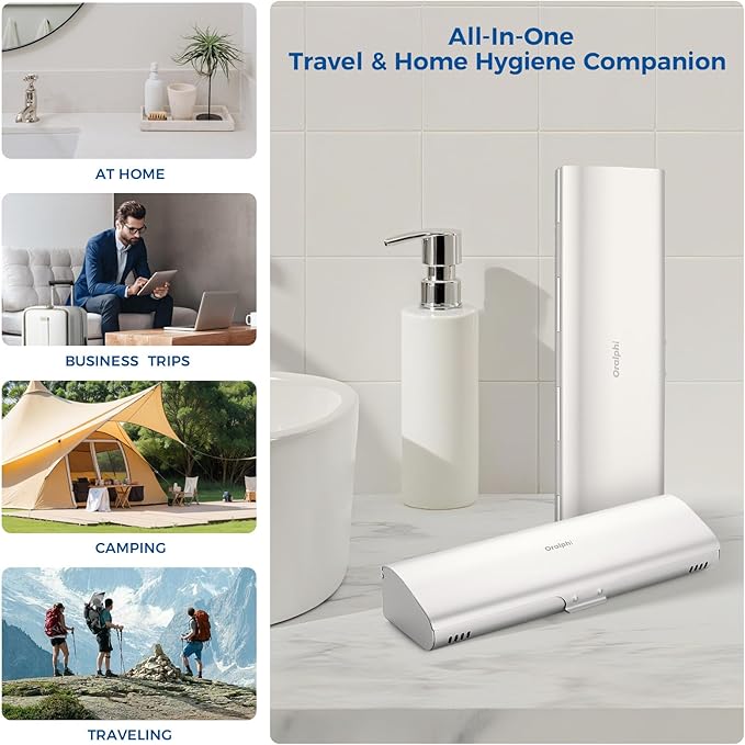 Aluminum Electric Toothbrush Travel Case, 2 in 1 Travel Toothbrush Holder for Oral B/Oral-B Pro 1000 1500 5000 7000 and Most Electric Toothbrush for Traveling, Removable Silicone Liner-Silver