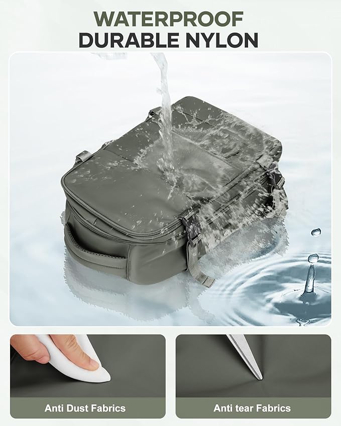 Vacuum Backpack Travel with Pump,Vacuum Seal Bags for Clothing, Shoe Compartment,United Airlines Personal Item Bag 17x10x9,Mochila compresion al vacio,Brown Green