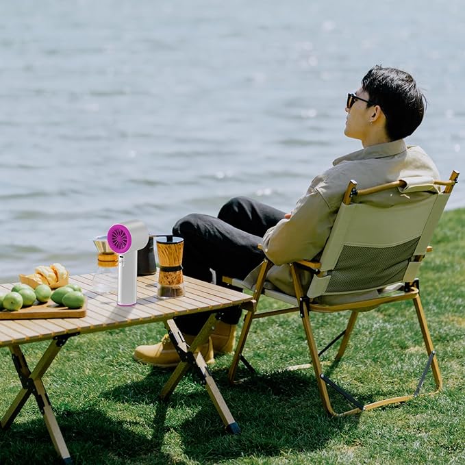 Portable Handheld Fan, Speed (1-100) Adjustable Turbo Personal, 4000mAh Battery Rechargeable Cooling Fan, Digital Display, Gifts for Women Men Travel/Camping/Outdoor (Iron/Fuchsia)