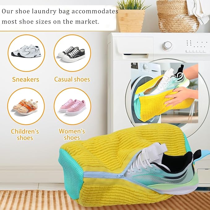 Shoe Laundry Bags for Washing Machine, 4 Pcs Shoe Washing Bag, Laundry Shoe Bag for Washer and Dryer, Reusable Shoe Washing Bags Shoe Washing Machine Bag (Grey-4Pcs)