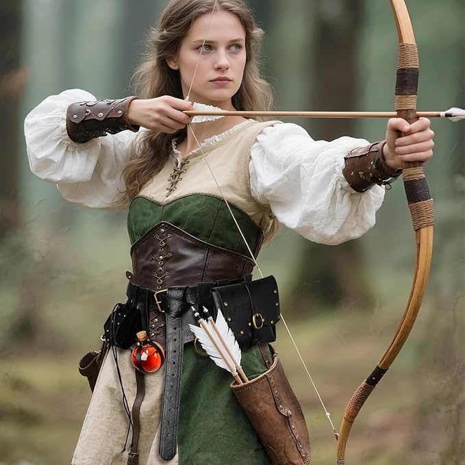 Renaissance Belt Pouch Viking Leather Medieval Belt Waist Bag Pirate Cosplay Festival Halloween Adjustable Accessories (Pouch-Black)