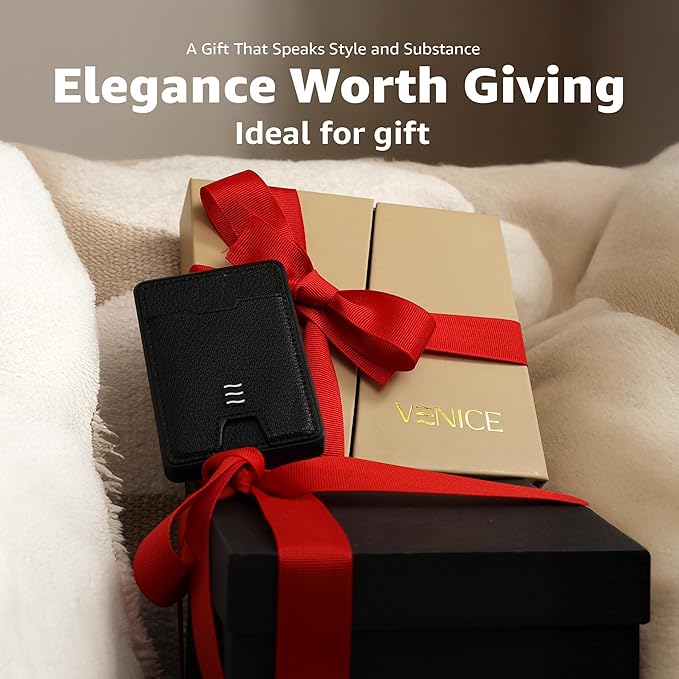 RFID Blocking Wallet, Minimalist Card Holder with Quick Access, Holds 1 to 12 Cards & Cash, Vegan Leather & Brushed Aluminum, Gift-Ready Packaging (Black)