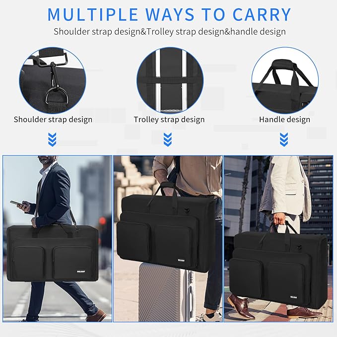 Monitor Carrying Case, Padded Monitor Travel Case, Multi-pocket Monitor Bag for Transporting Screens, Monitors and TVs