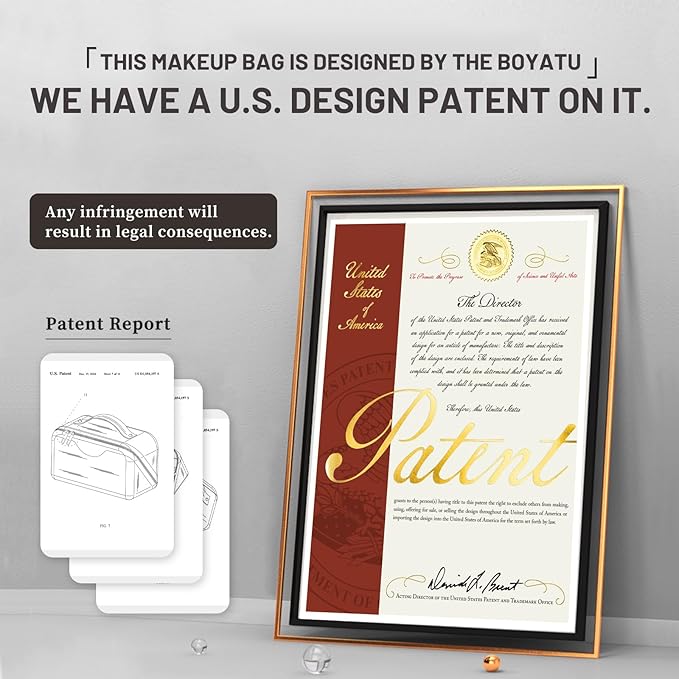 BOYATU Travel Makeup Bags for Women: 3 Pcs Set Wide Open Cosmetic Bag - Portable Make up Bags with Handle - Vegan Leather Toiletry Organizer Bag with Divider (G-01-Purple)