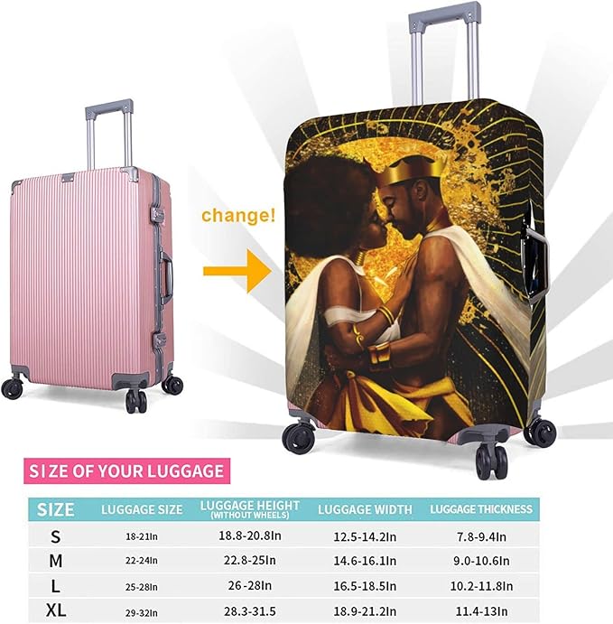 Suitcase covers for luggage tsa approved luggage cover for Suitcase Washable Suitcase Protector Anti-scratch Suitcase cover X-Large African Queen And King Black Crown
