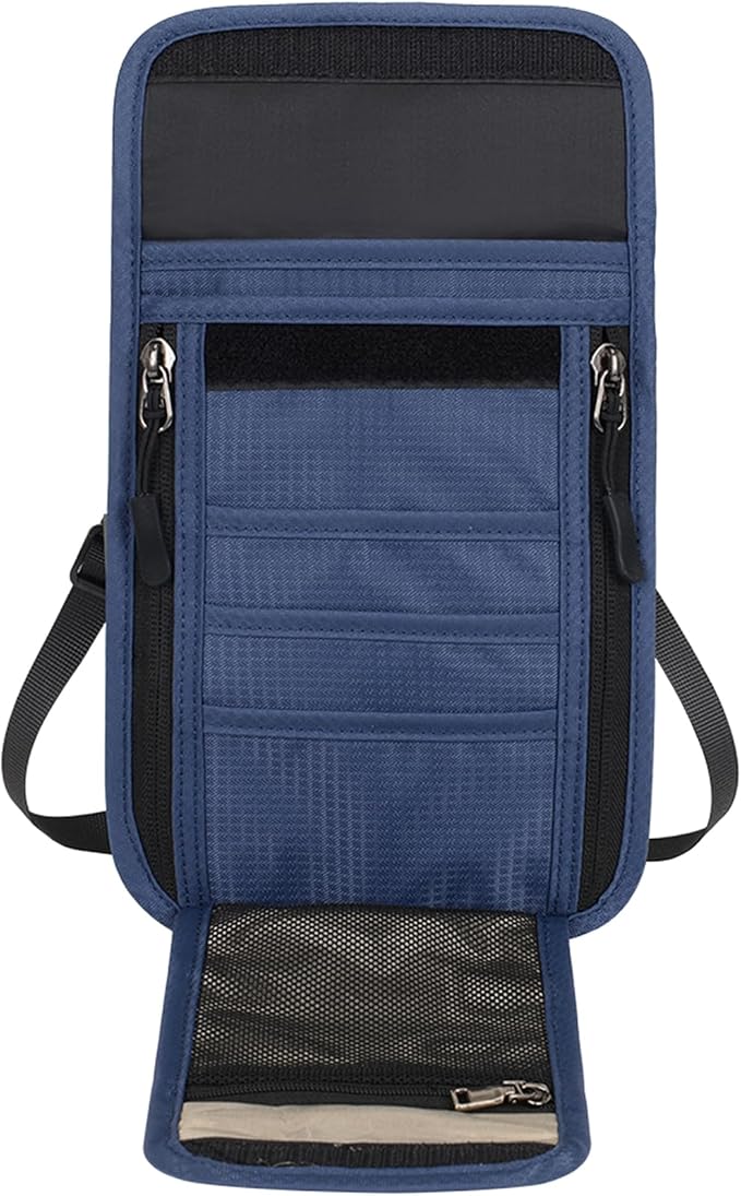 Travel Neck Wallet RFID Blocking – Hidden Passport Holder & Anti-Theft Money Pouch for Men & Women, Lightweight Concealed Undergarment Organizer with Adjustable Strap, Secure Document Holder