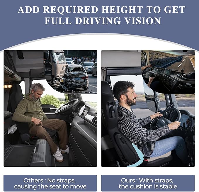 Memory Foam Seat Cushion for Sciatica & Back Pain Relief - Ergonomic Chair Pad with Adjustable Strap & Supportive Comfort Cover, Non-Slip for Car, Truck, Office Chair - Blue