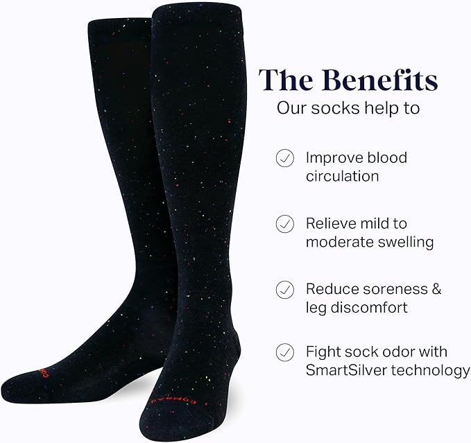 Comrad Nylon Knee High Socks - 15-20mmHg Graduated Compression Socks - Soft & Breathable Support Unisex Socks