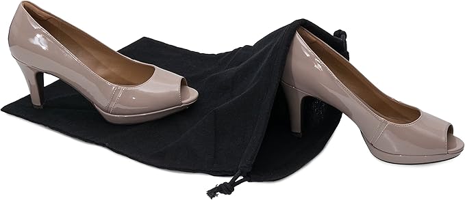 ZENPAC Shoe Bags for Storage, Black Duster Flannel Drawstring Pouch, Washable Breathable Cotton Fabric Cloth for Boots, Travel, Luggage, 12x17, 2 Pack