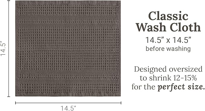 GILDEN TREE Waffle Towels Wash Cloths for Showering, Exfoliating Washcloth Face Towels, Quick Dry Towel Cotton Washcloths Set of 4, Classic Style (Stone)