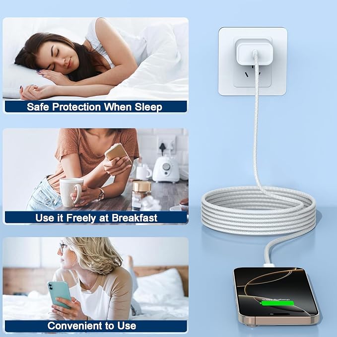 iPhone 17 16 15 Pro Max Charger Fast Charging 3Pack 20W Apple Fast Charger USB C Block with Cord for iPhone 17/17 Pro/17 Pro Max/17 Air/16/16e/16 Plus/16 Pro/16 Pro Max/15/15 Pro Max/iPad Pro/Air Pods