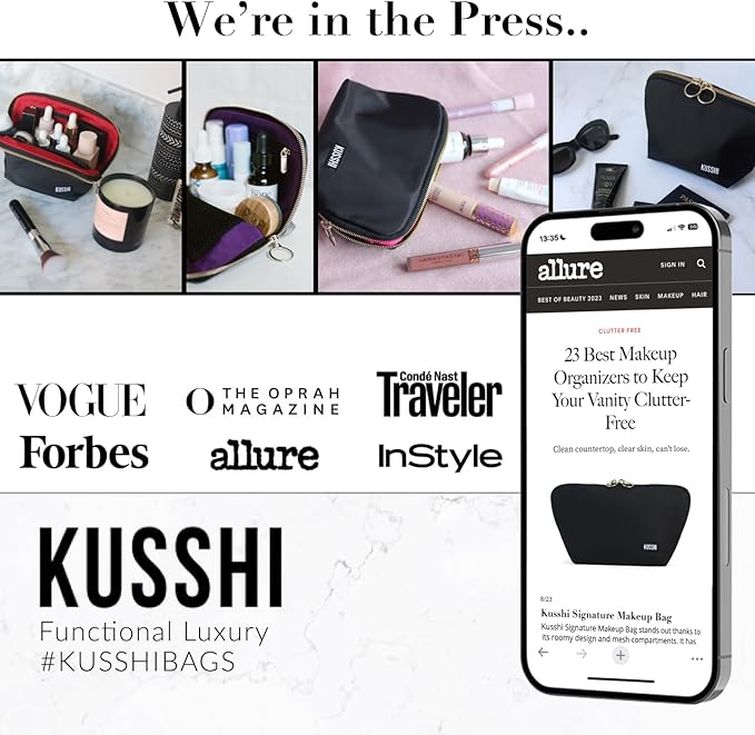 KUSSHI Neoprene Zipper Makeup Brush Pouch and Travel Pencil Case for Beauty Tools, Pencils, Brushes & Small Accessories - Makeup Brush Bag Pouch for Organization and Travel Items