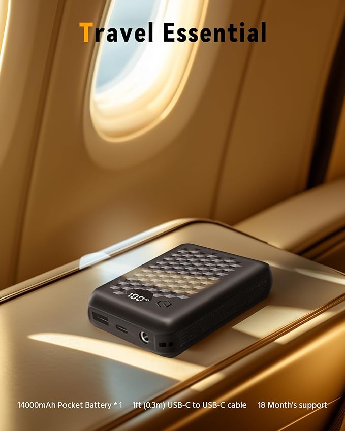 Wulcea DC Output 7.4V 14000mAh USB Output 5V2A Battery Pack Long Lasting Big Capacity for Heated Apparel Women Men Vest Lady Jacket Coat Pant Camping Chair Power Bank Replacement USB Portable Charger