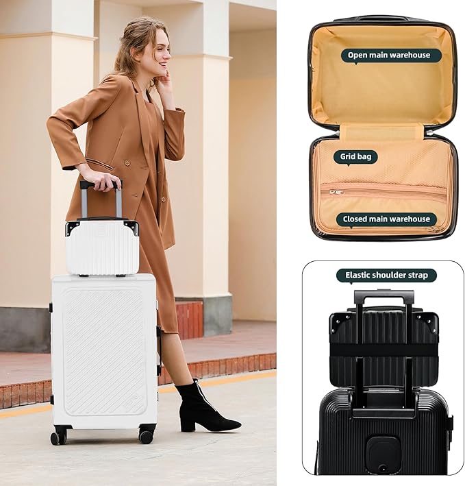 14inch Hard Shell Cosmetic Organizer Travel Train Hand Luggage Small Portable Carrying Suitcase Makeup Case Bag for Women Toiletry